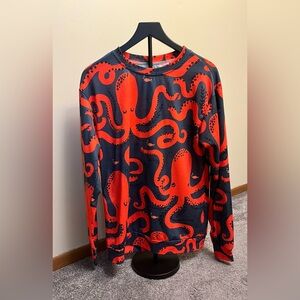 Octopus Print Sweatshirt Red and Blue